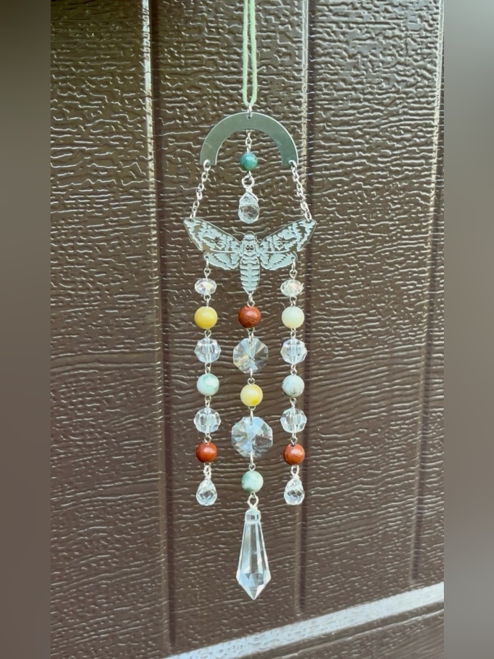 🦋🍁Harmony Agate Yellow Jade Red Jasper Moth Suncatcher